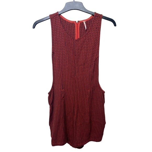 Free People Mod Mini Romper Playsuit Red & Black Sleeveless Women’s Size 10 - Picture 7 of 15